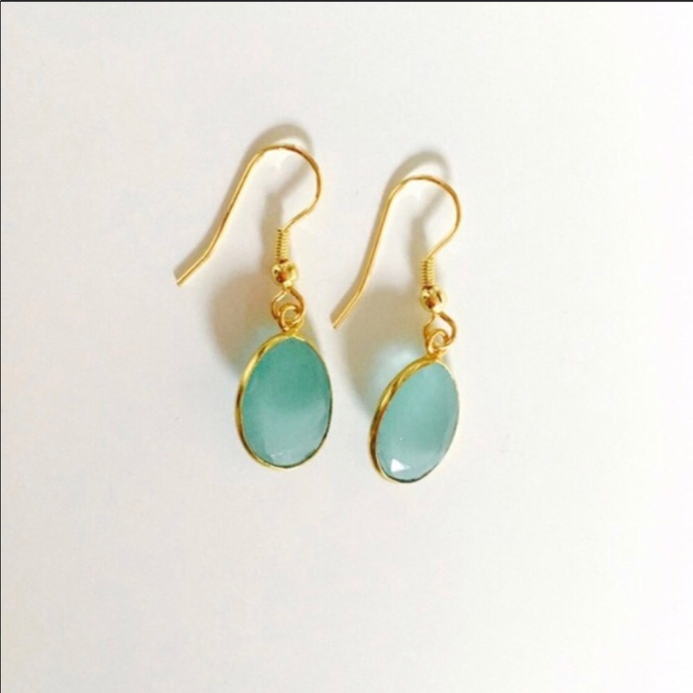 Aqua Chalcedony Drop Earrings